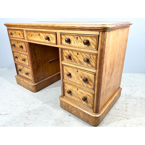 685 - SATINWOOD TWIN PEDESTAL DESK 123cm x 53cm