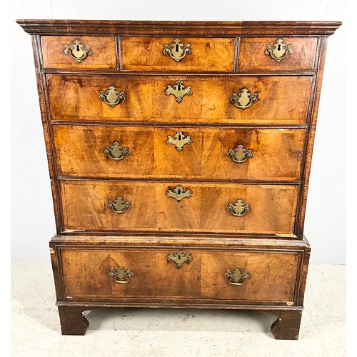 686 - GEORGIAN WALNUT CHEST ON STAND ON BRACKET FEET WIDTH  100cm , 124cm TALL