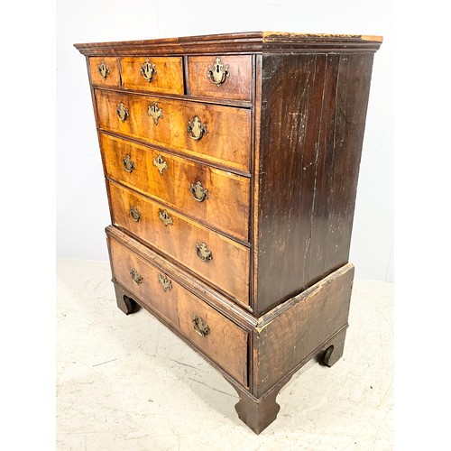 686 - GEORGIAN WALNUT CHEST ON STAND ON BRACKET FEET WIDTH  100cm , 124cm TALL