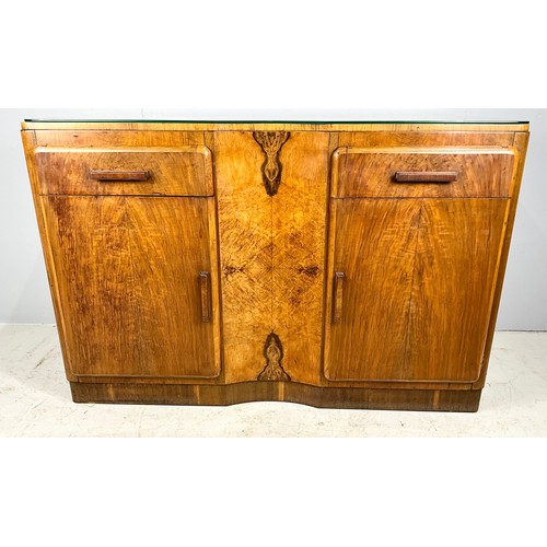 723 - ART DECO WALNUT SIDEBOARD / CABINET WIDTH 136cm