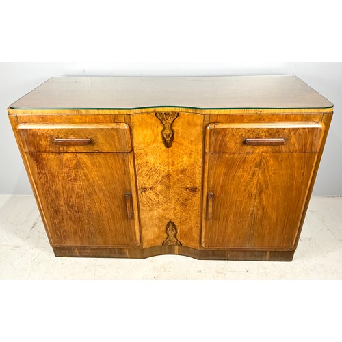 723 - ART DECO WALNUT SIDEBOARD / CABINET WIDTH 136cm