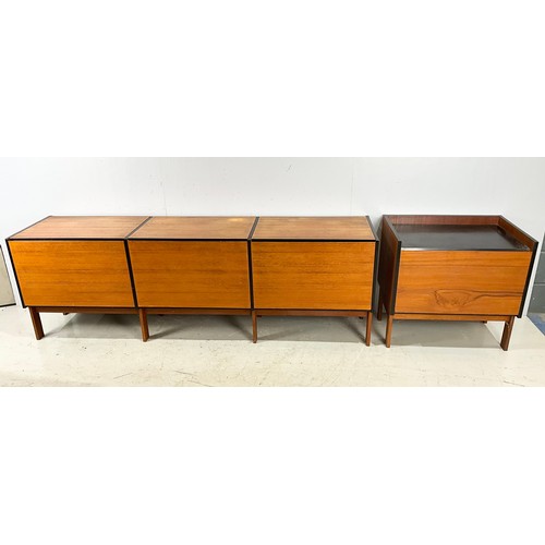 728 - LATE CENTURY MADE SIDEBOARD APPROX 205 CM LONG , OPENING TOPS AND FRONT DOORS, WITH ADDITIONAL SINGL... 