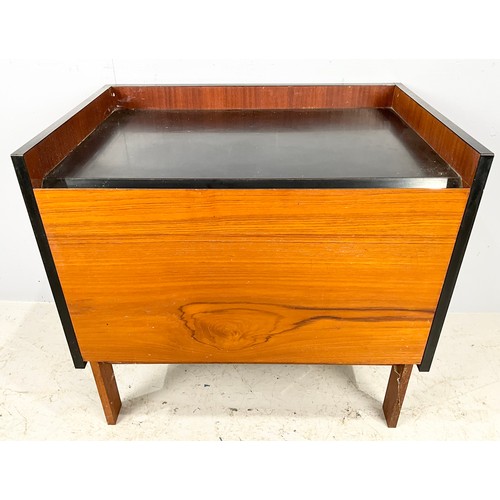 728 - LATE CENTURY MADE SIDEBOARD APPROX 205 CM LONG , OPENING TOPS AND FRONT DOORS, WITH ADDITIONAL SINGL... 