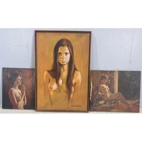 33 - THREE PORTRAITS DEPICTING NUDE FEMALES