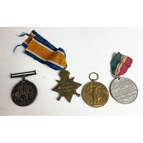 49 - WW1 MEDALS ROYAL FUSILIERS L8498 SUT PA FISCHER &  A COMMEMORATIVE KING EDWARD VIII
