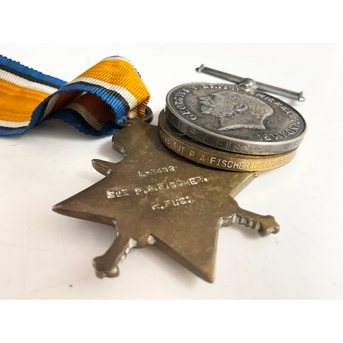 49 - WW1 MEDALS ROYAL FUSILIERS L8498 SUT PA FISCHER &  A COMMEMORATIVE KING EDWARD VIII