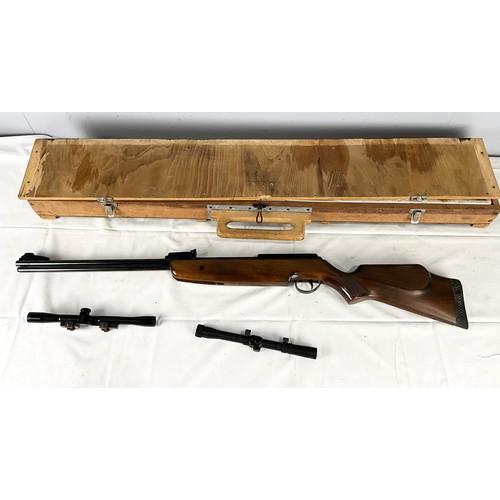 74 - BSA GOLD STAR .177 CAL. AIR RIFLE WITH HOME MADE CARRY BOX AND 2 SETS OF TELESCOPIC SIGHTS, BISLEY 4... 