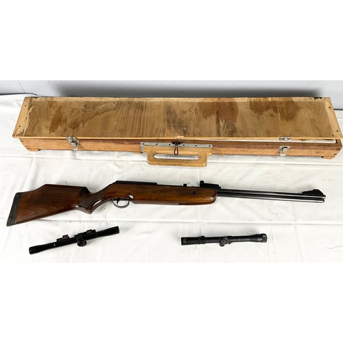 74 - BSA GOLD STAR .177 CAL. AIR RIFLE WITH HOME MADE CARRY BOX AND 2 SETS OF TELESCOPIC SIGHTS, BISLEY 4... 