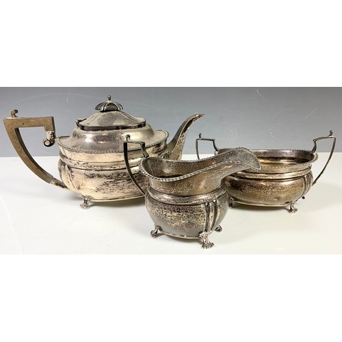 324 - HALLMARKED GEORGE EDWARDS & SONS CHESTER 1912 THREE PIECE TEASET 597g