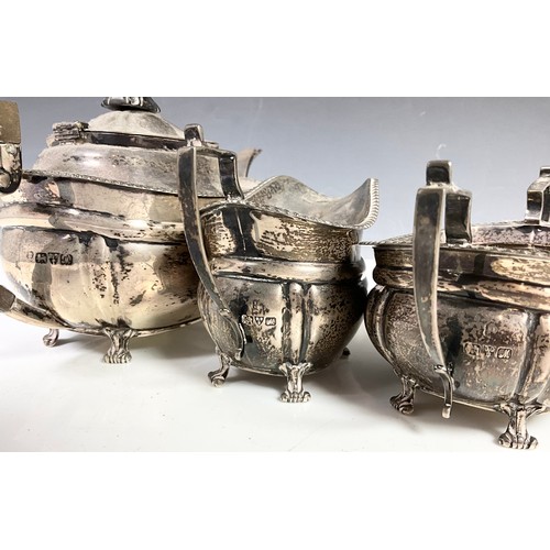 324 - HALLMARKED GEORGE EDWARDS & SONS CHESTER 1912 THREE PIECE TEASET 597g