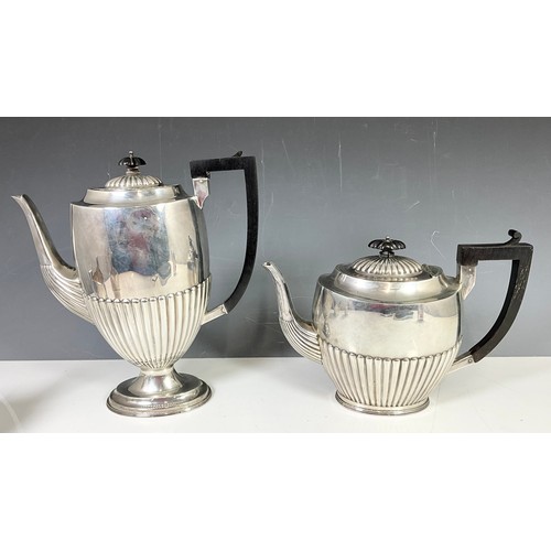 326 - HALLMARKED JOHN MILLWARD BANKS BIRMINGHAM  1887 SUBSTANTIAL SILVER  4 PIECE  TEASET 1624g GROSS