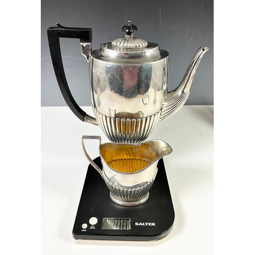 326 - HALLMARKED JOHN MILLWARD BANKS BIRMINGHAM  1887 SUBSTANTIAL SILVER  4 PIECE  TEASET 1624g GROSS