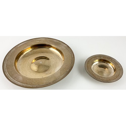 303 - 2 SILVER DISHES EACH WITH A CRUFTS RELATED INSCRIPTION, CRUFTS 2004 BEST IN SHOW JUDGE AND CRUFTS WO... 