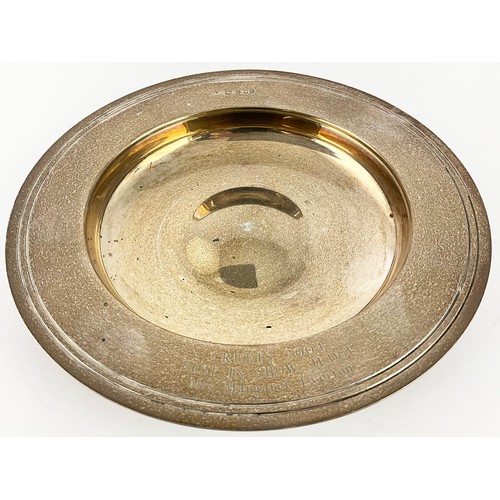 303 - 2 SILVER DISHES EACH WITH A CRUFTS RELATED INSCRIPTION, CRUFTS 2004 BEST IN SHOW JUDGE AND CRUFTS WO... 