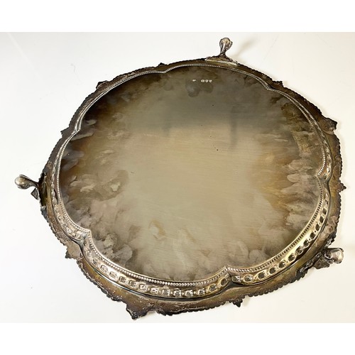 328 - VICTORIAN SILVER TRAY, CHARLES BOYTON, LONDON 1893 OF SHAPED CIRCULAR FORM, ENGRAVED WITH CIRCULAR F... 