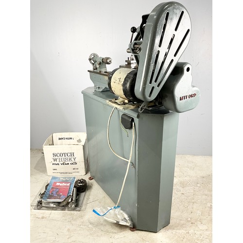 503 - MYFORD SUPER 7 LATHE, ON BASE STAND & ACCESSORIES. Note: we have not tested the lathe for safety or ... 