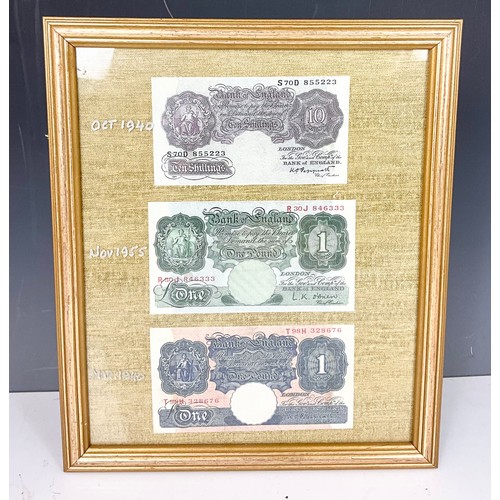 FRAMED BANK OF ENGLAND BANKNOTES INC OBRIEN BRITANNIA BLUE FIVE POUND ...