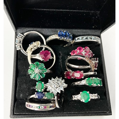 696 - LARGE QUANTITY OF COSTUME RINGS INCLUDING GEMPORIA