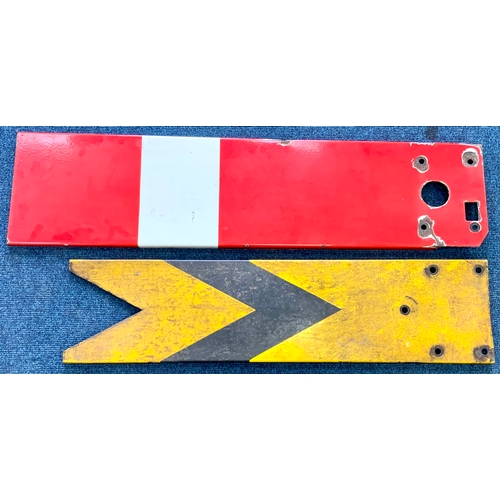 TWO RAILWAY SIGNAL ARMS, A HOME, UNMARKED, APPROX 122 CM IN LENGTH & A ...