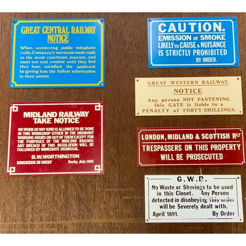 DISPLAY BOARD WITH SELECTION OF REPRO SIGNS INC 3 REPLICA GWR MINIATURE ...