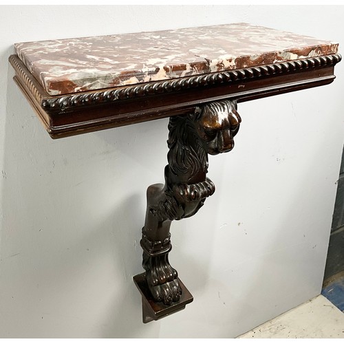 MARBLE TOP CONSOLE TABLE WITH LION HEAD AND PAW HARDWOOD SUPPORT IN THE ...