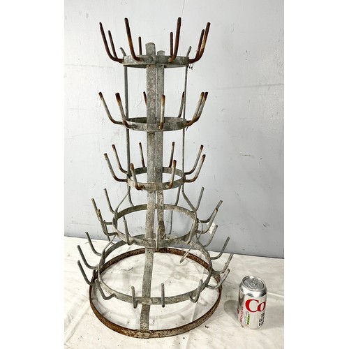FRENCH GALVANISED METAL BOTTLE DRYING RACK 70cm TALL