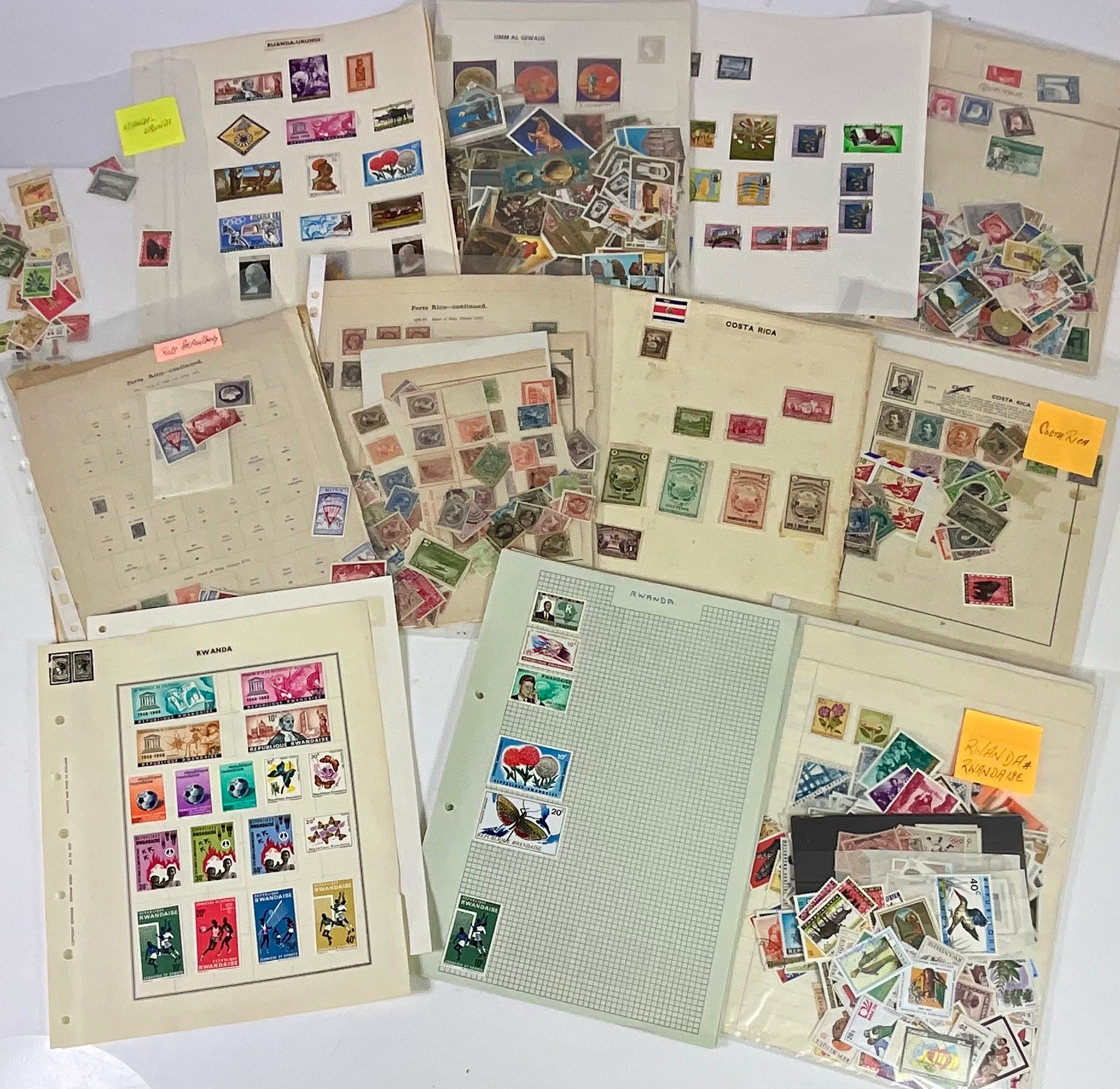 STAMPS, ON & OFF PAPER, MULTI COUNTRY “Q&R” QUATA, QIWAIN, RUANDA ...