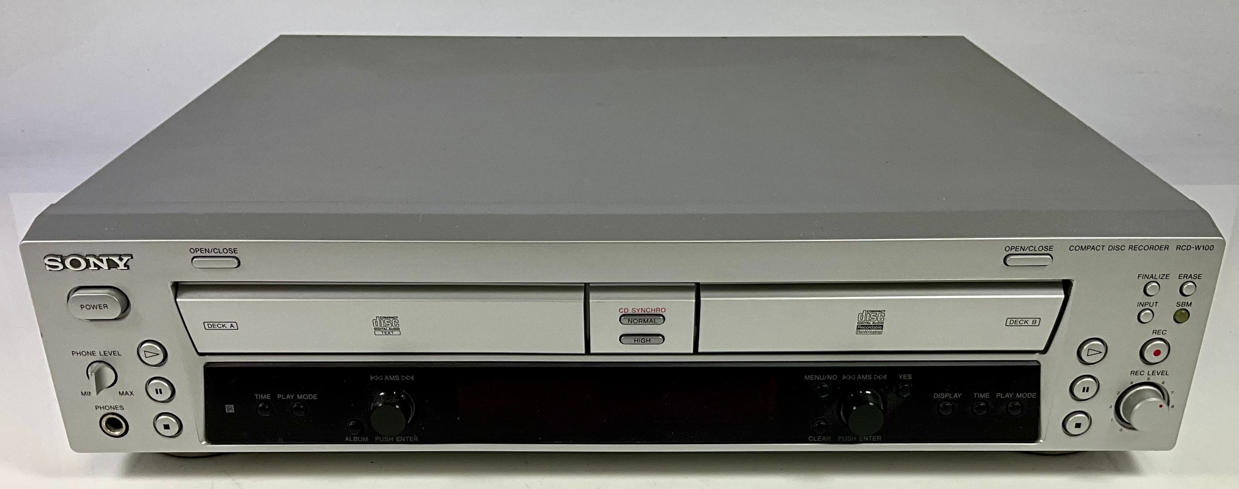 SONY RCD-W100 DUAL DECK COMPACT DISC RECORDER