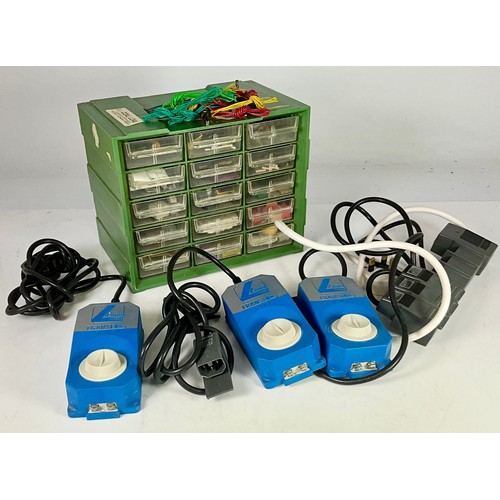 STORAGE UNIT OF ACCESSORIES & SPARES, PLUS 3 LIMA CONTROLLERS ...