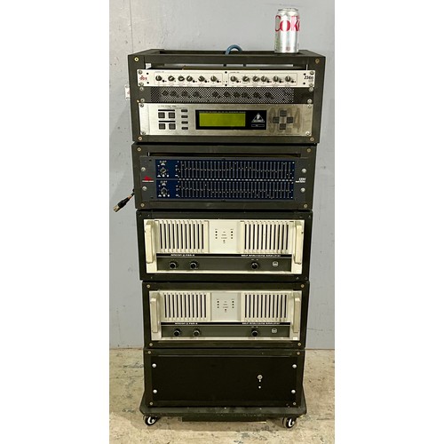 RACK MOUNTED HIFI EQUIPMENT TO INCLUDE A PAIR OF CROWN AUDIO AMCRON PSR ...