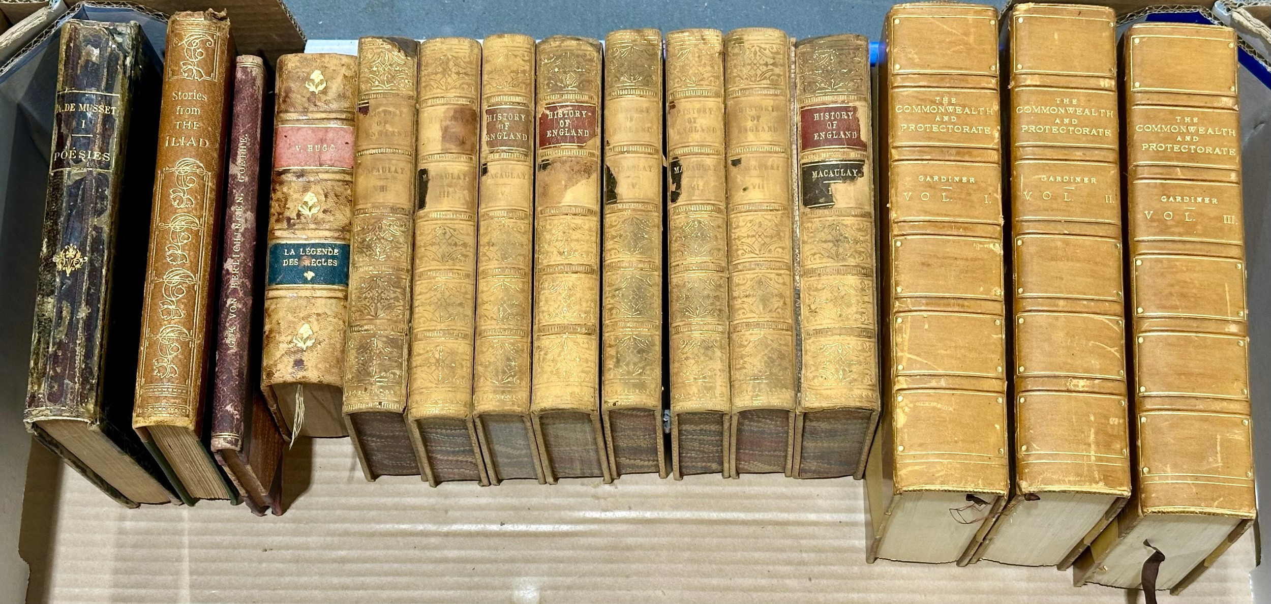 LEATHER BINDINGS INCLUDING MACAULEY, HISTORY OF ENGLAND, GARDINER, THE ...