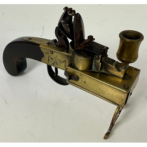 VINTAGE FLINT LOCK PISTOL LIGHTER/CANDLE HOLDER