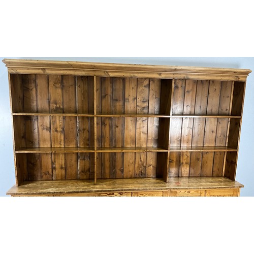 IMPRESSIVE PINE LIBRARY BOOKCASE WITH THREE DOUBLE DOOR CUPBOARDS AND ...