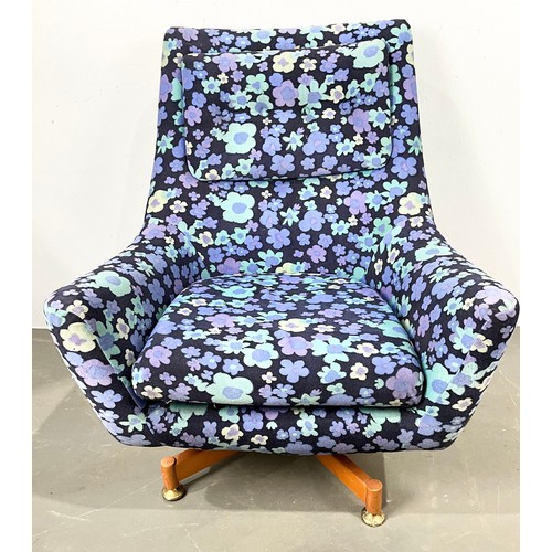 RETRO REVOLVING LOUNGE CHAIR, VERY FUNKY FABRIC! TRADE ONLY