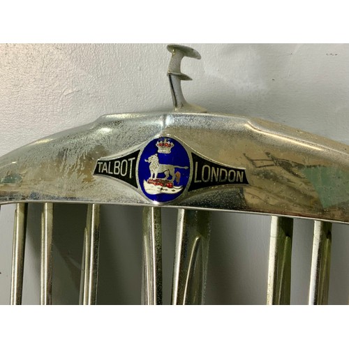 17 - VINTAGE TALBOT LONDON ‘SUNBEAM’ RADIATOR GRILLE WITH FIGURAL BONNET MASCOT