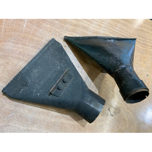 49 - TWO “BROOKLANDS FIN” EXHAUST TAIL PIPE FINS ONE PAUL BECK STAHAM NORFOLK