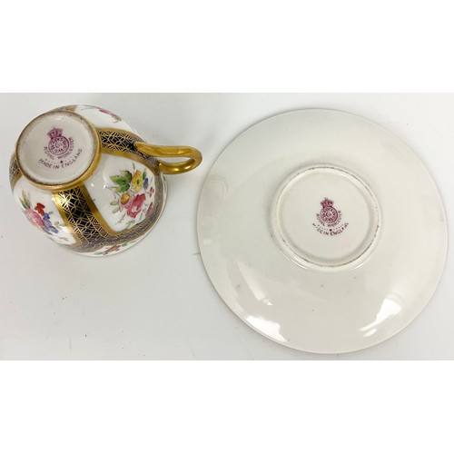 FIVE ROYAL WORCESTER DEMITASSE CUPS AND SAUCERS WITH HAND PAINTED ...