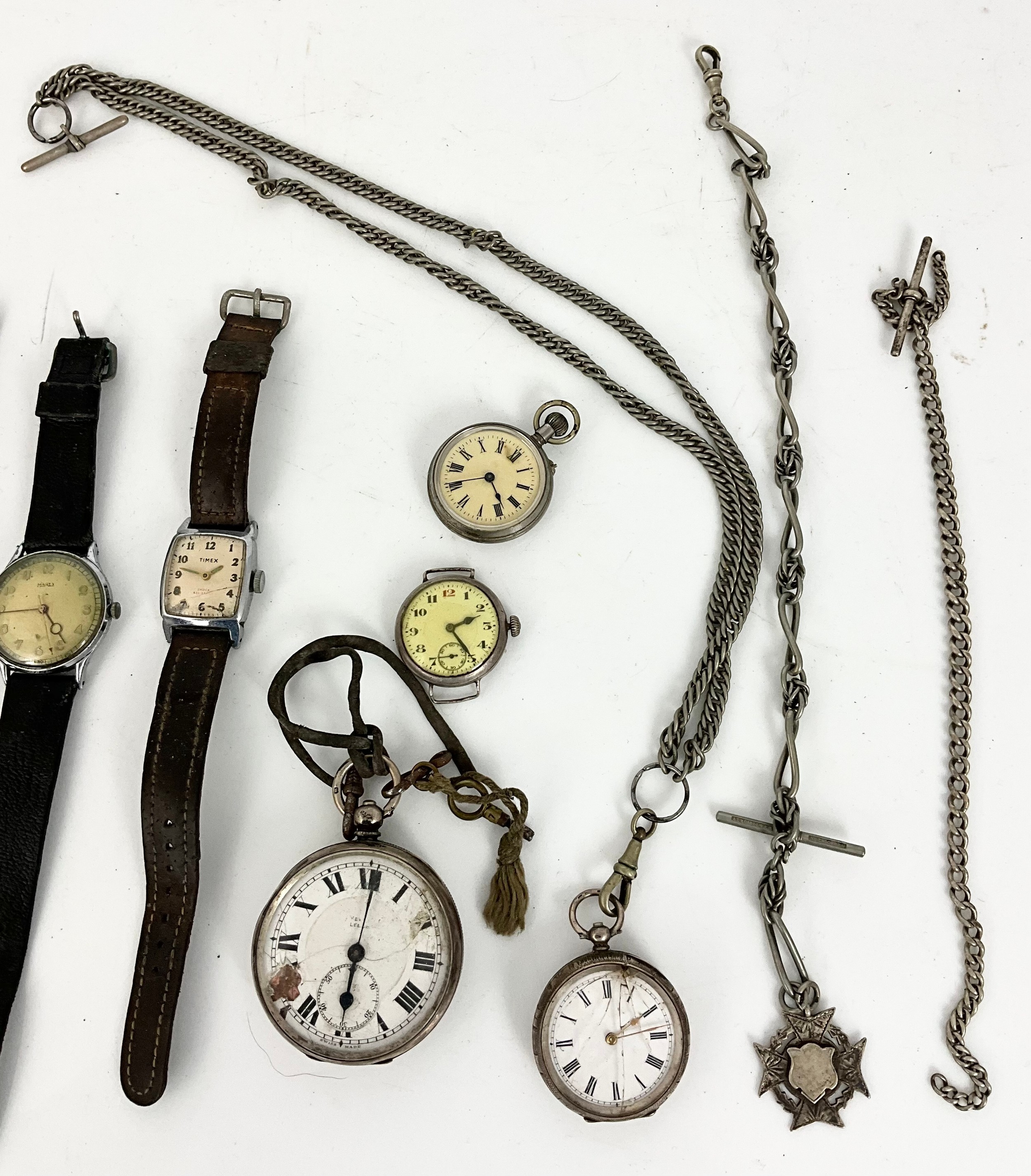 VARIOUS POCKET WATCHES, WRIST WATCHES AND WATCH CHAINS