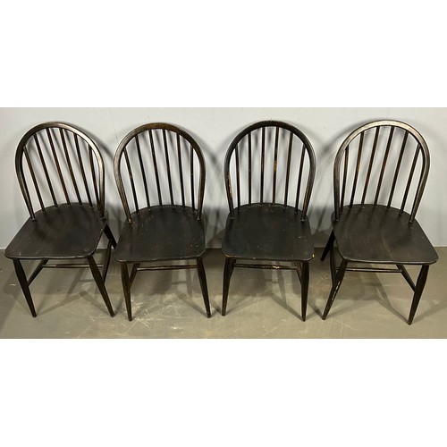 693 - SET OF 4 ERCOL DARK STAINED HOOPED BACK CHAIRS- option