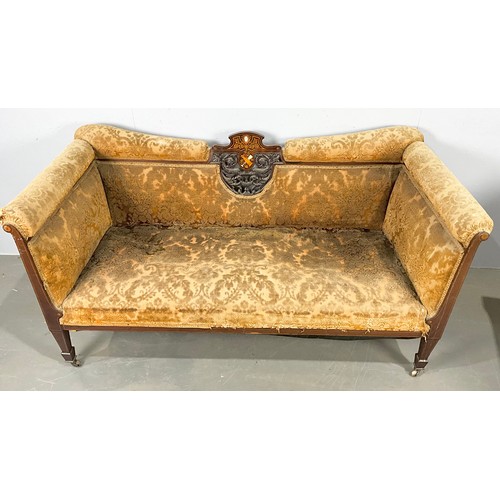 707 - EDWARDIAN INLAND MAHOGANY FIVE PIECE SALON SUITE WITH A TWO SEATER SOFA  WIDTH 156cm , TWO ARM CHAIR... 