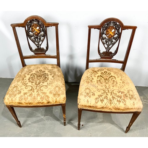 707 - EDWARDIAN INLAND MAHOGANY FIVE PIECE SALON SUITE WITH A TWO SEATER SOFA  WIDTH 156cm , TWO ARM CHAIR... 