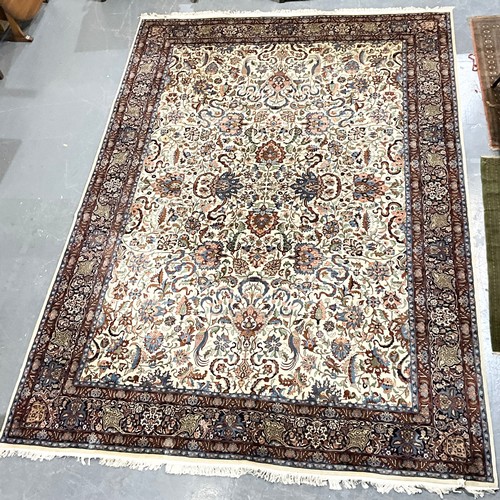 712 - IMPRESSIVE LARGE HAND KNOTTED ‘KASHMIR’ SILK RUG, BELIEVED TO HAVE ORIGINATED IN INDIA/ PAKISTAN WIT... 