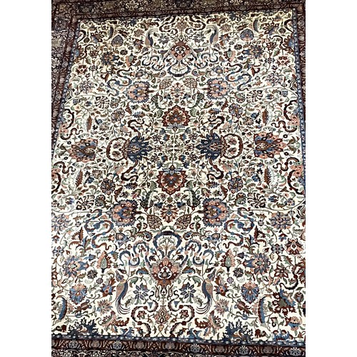 712 - IMPRESSIVE LARGE HAND KNOTTED ‘KASHMIR’ SILK RUG, BELIEVED TO HAVE ORIGINATED IN INDIA/ PAKISTAN WIT... 