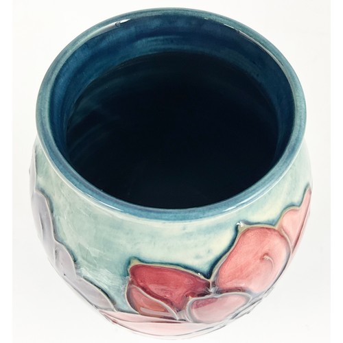 193 - MOORCROFT POTTERY BALUSTER VASE DECORATED IN THE ANEMONE PATTERN WITH IMPRESSED AND SIGNATURE 18.5cm
