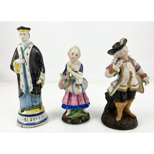 104 - THREE CONTINENTAL FIGURINES TALLEST 16.5cm