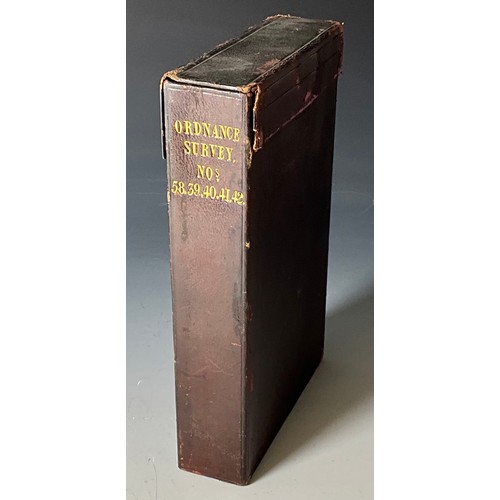 64 - QUANTITY OF ORDNANCE SURVEY MAPS OF ENGLAND AND WALES AND VINTAGE LEATHER CASED ORDNANCE SURVEY MAPS... 
