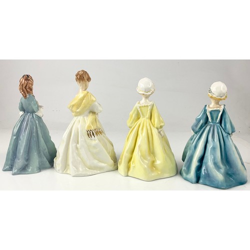 99 - FOUR ROYAL WORCESTER FREDA DOUGHTY FIGURINES INCLUDING SWEET ANNE, FIRST DANCE AND TWO GRANDMOTHERS ... 