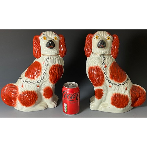 118 - PAIR OF LARGE STAFFORDSHIRE DOG FIGURES