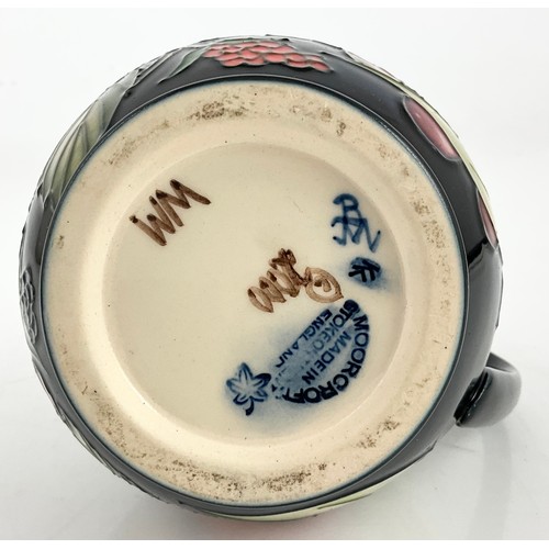 196 - MOORCROFT POTTERY EMMA BOSSONS QUEENS CHOICE PATTERN JUG WITH IMPRESSED BACKSTAMP 12cm