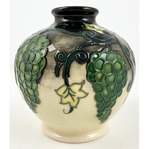 197 - MOORCROFT POTTERY GLOBULAR VASE DECORATED IN THE  QUISSAC VINEYARD PATTERN WITH IMPRESSED BACKSTAMP ... 